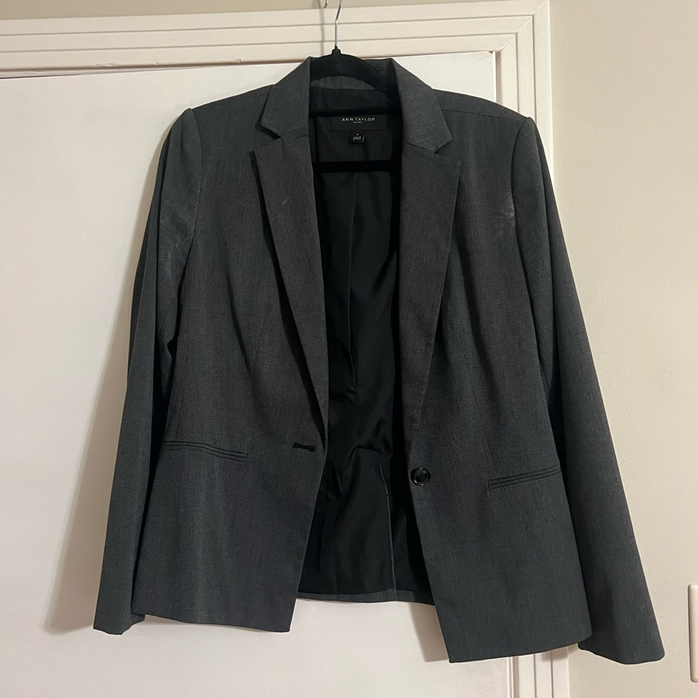 Gray Blazer Jacket and Skirt